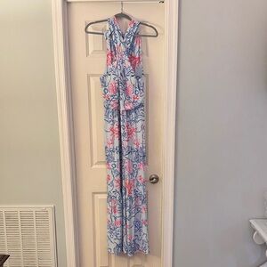 Lilly Pulitzer Blue and Pink Floral Maxi Dress - NWT